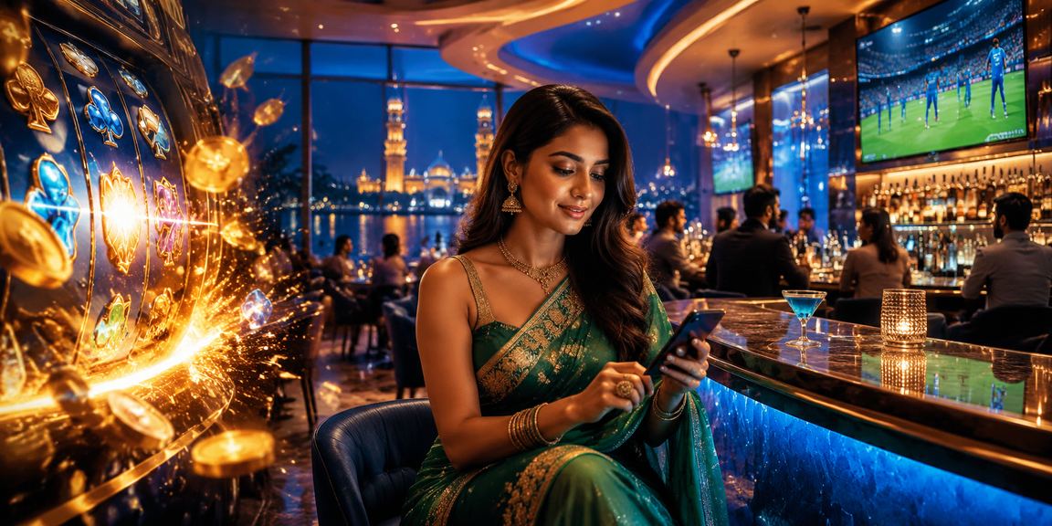 Cricket fan using mobile betting platform in traditional wear