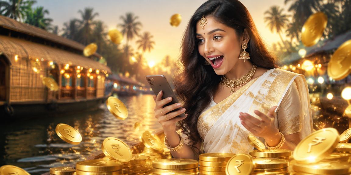 People enjoying card games on mobile by Kerala backwaters